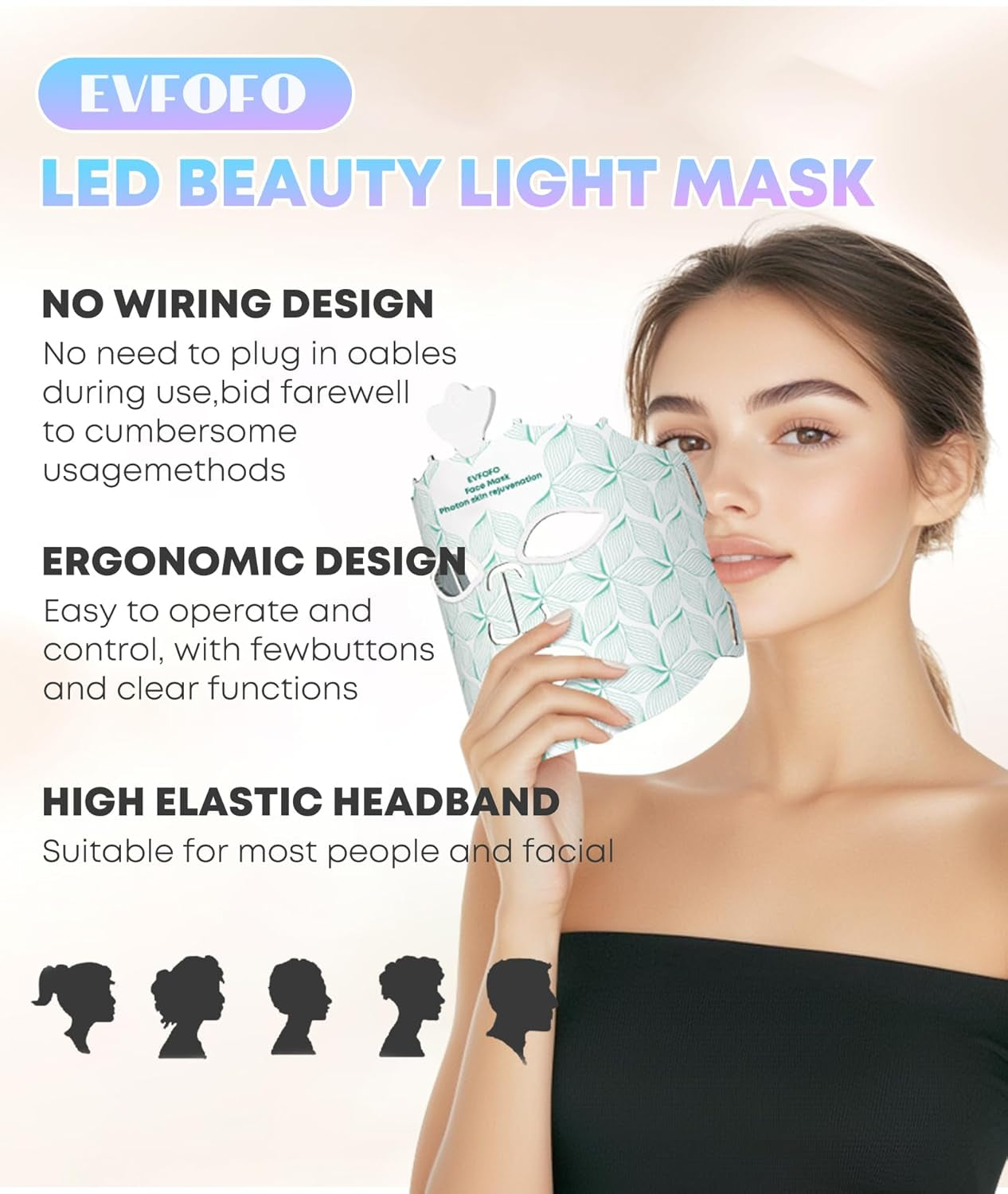 Red Light Therapy Mask for Face, 7 Colors LED Face Mask Light Therapy at Home, Led Face Mask Light Therapy, Green